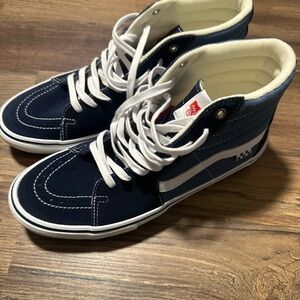 Vans Men's Blue and White High-Top Sneakers